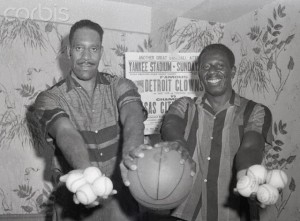 In 1958, Arkansans Nat Clifton (L) and Goose Tatum teamed up again a decade after starring as Harlem Globetrotters 